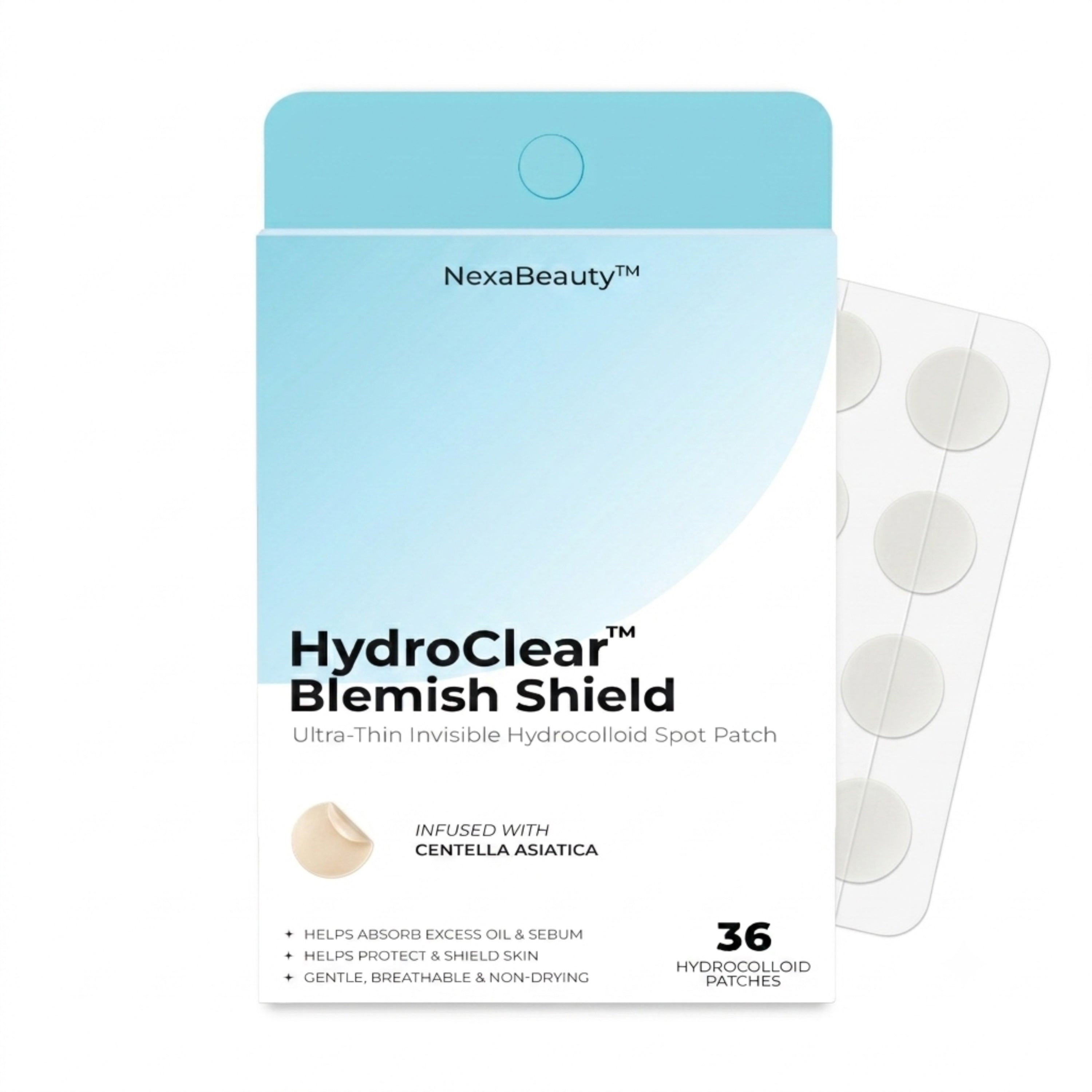 HydroClear™ Blemish Shield 36-count hydrocolloid acne patches package
