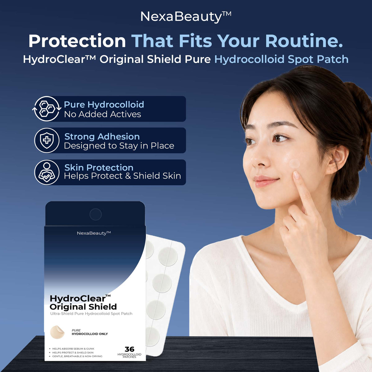 HydroClear™ Original Shield - Hydrocolloid Acne Pimple Patches, 36 Count