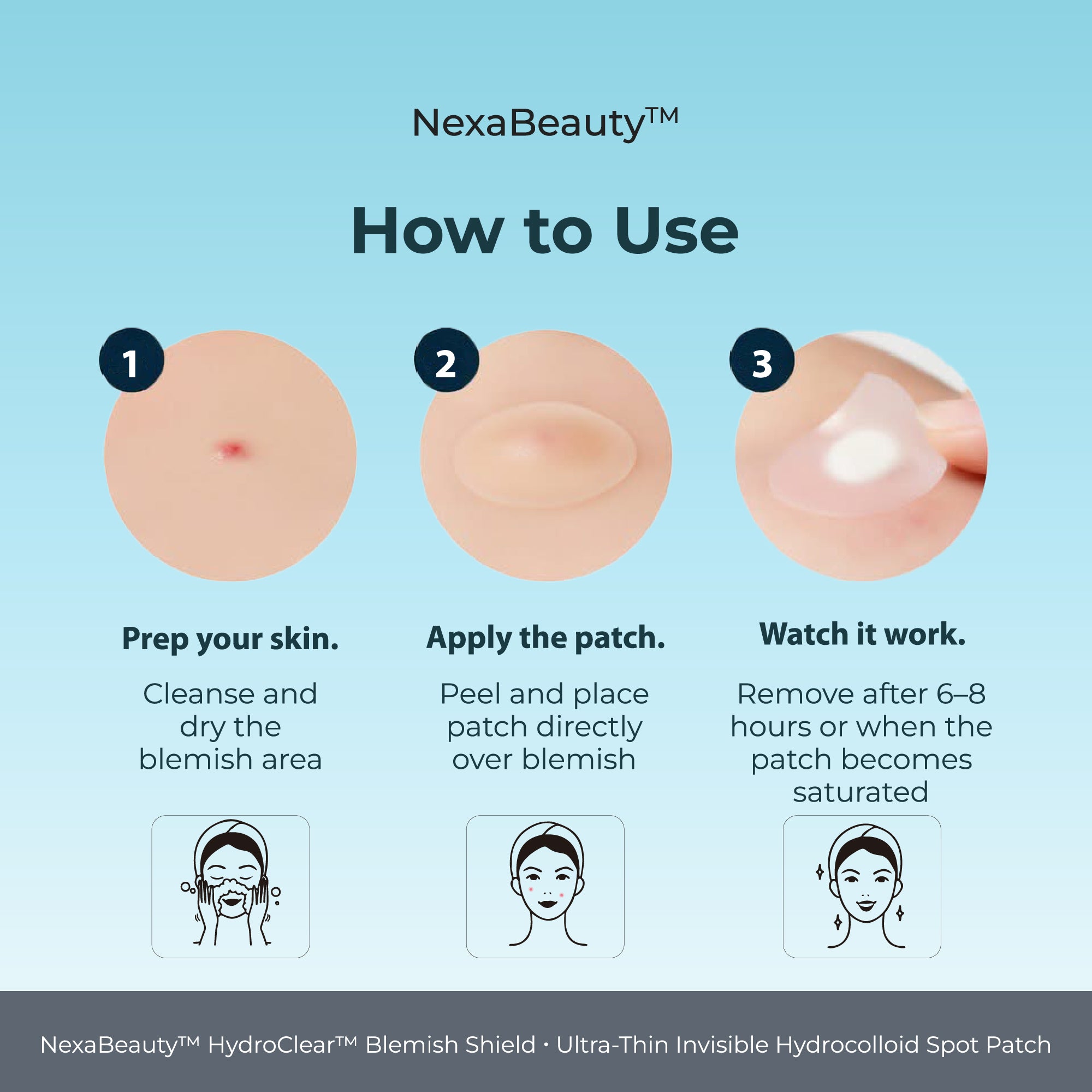 HydroClear™ Blemish Shield — 72 Hydrocolloid Patches / 12mm