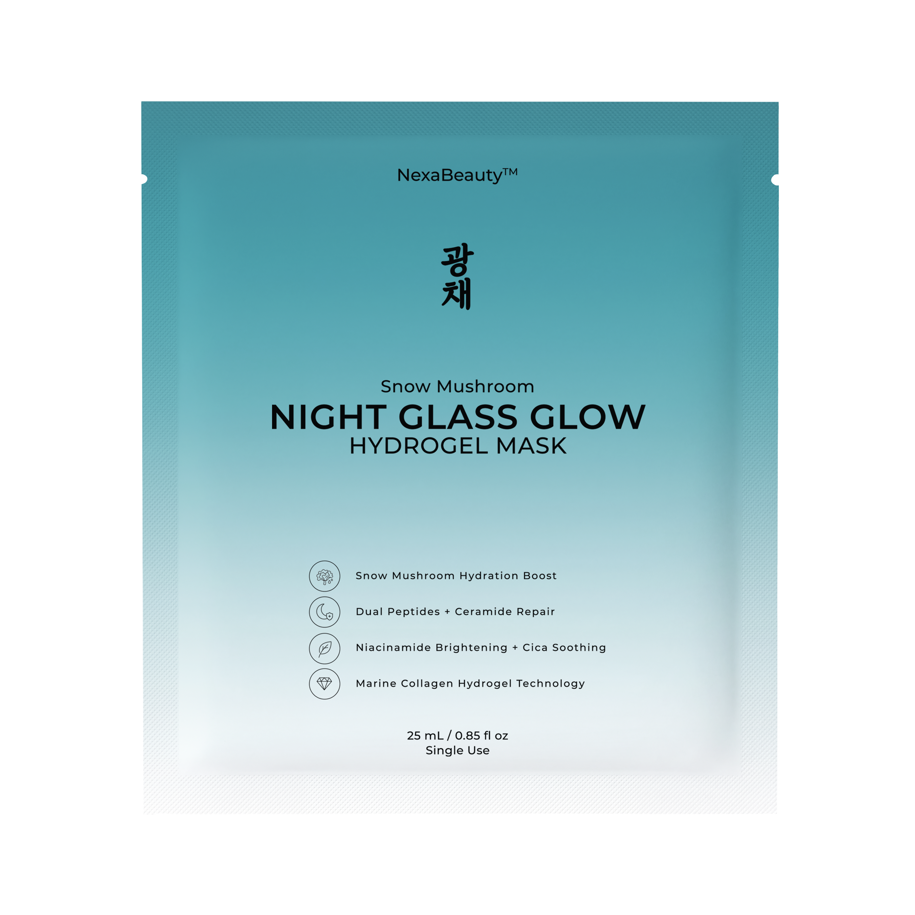 Snow Mushroom Night Glass Glow Hydrogel Mask — 5 Masks / 25mL Essence Each