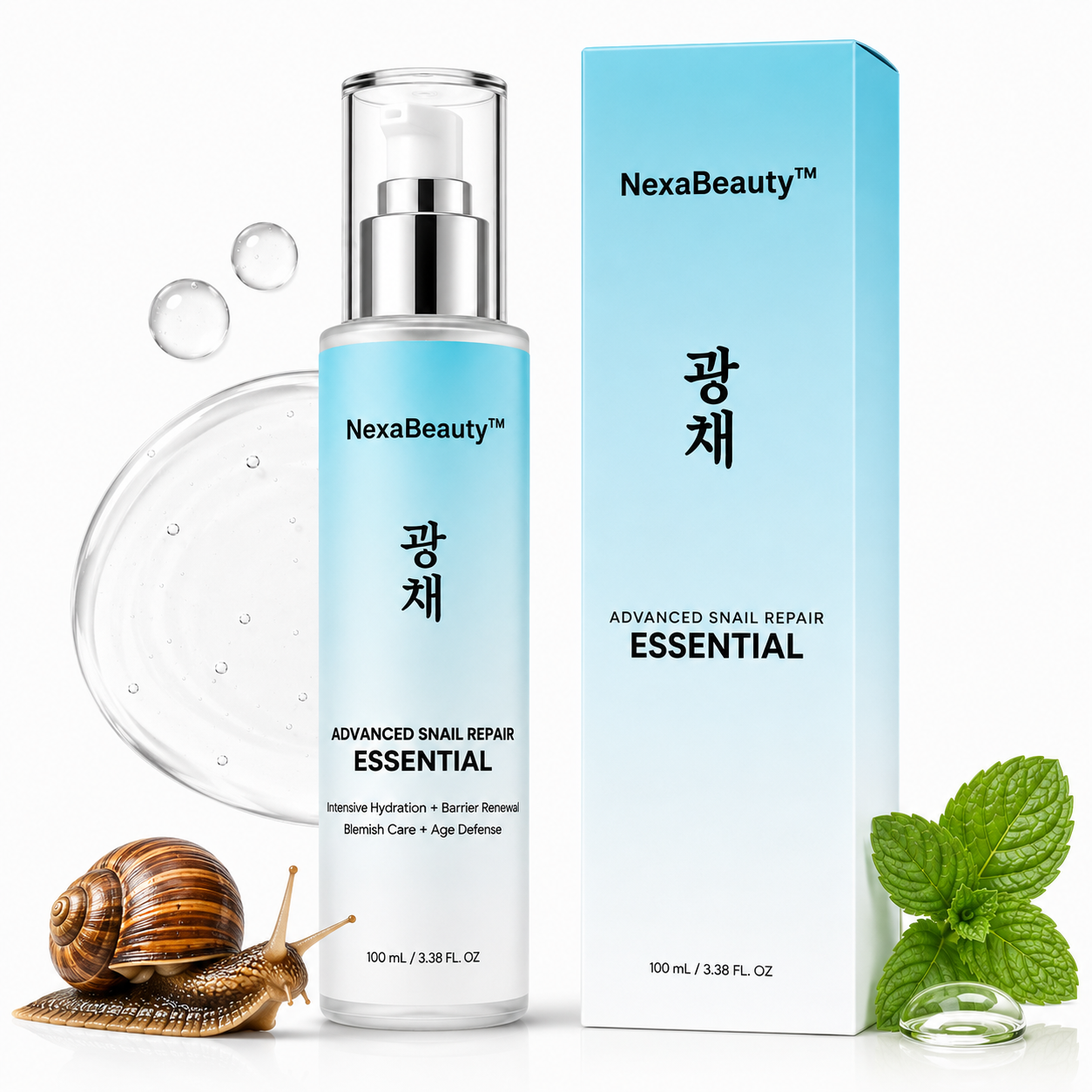 Advanced Snail Repair Essential serum bottle with dropper