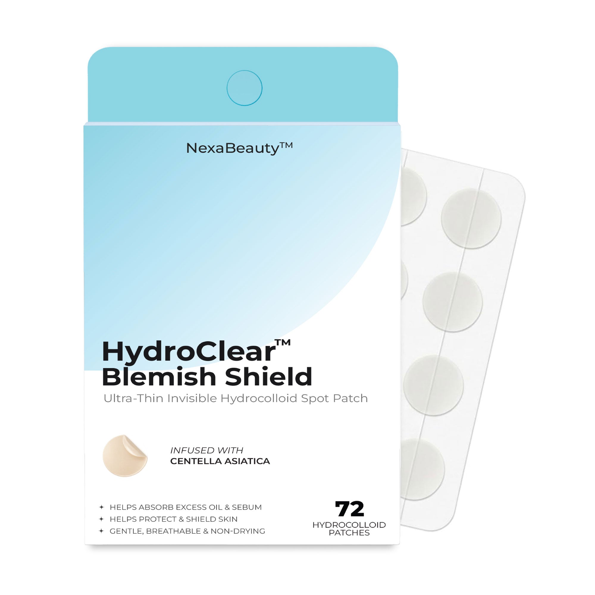 HydroClear™ Blemish Shield 72-count hydrocolloid acne patches package