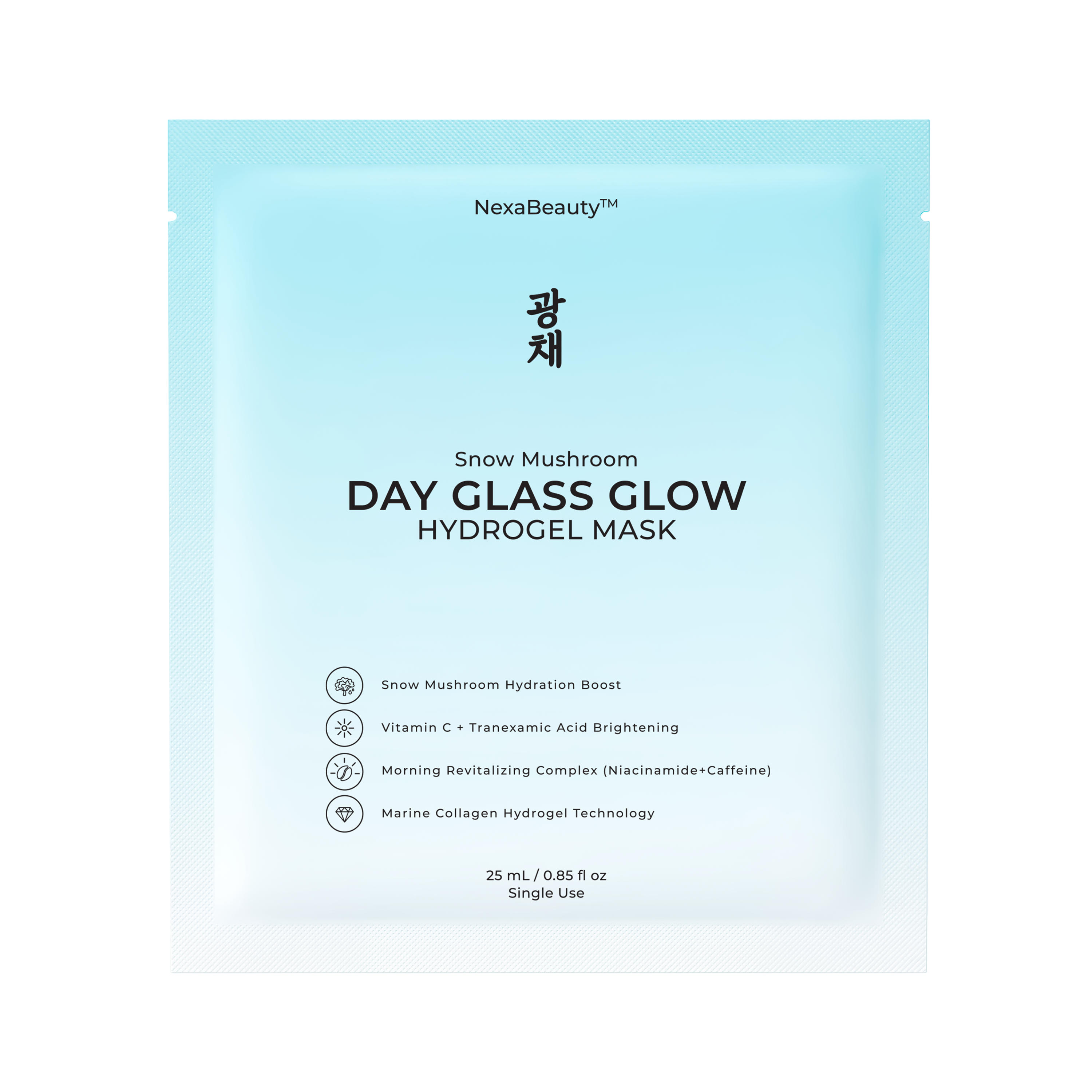 Snow Mushroom Day Glass Glow Hydrogel Mask — 5 Masks / 25mL Essence Each